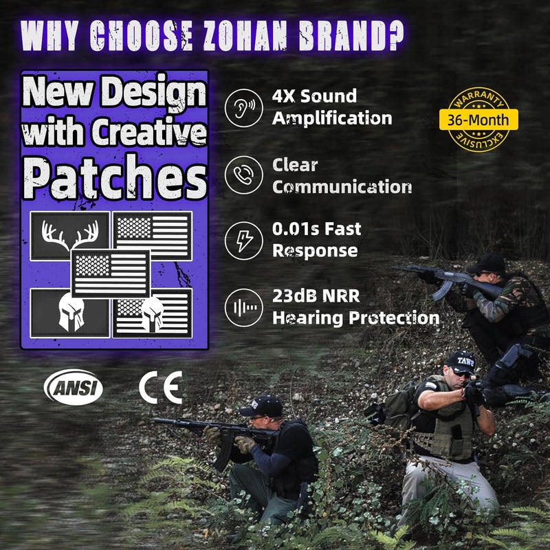 Zohan Electronic Shooting Earmuffs, Hearing Protection Shooters, NRR 23dB Noise Reduction Gun Range Ear Protection Headphones - Image 2